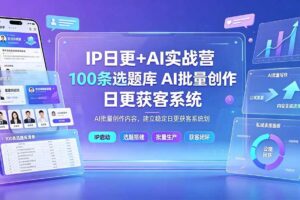 (19353期)IP日更+AI实战营:IP置顶视频制作×100条选题库搭建×10条日更规划,AI批量创作内容,建立稳定日更获客系统
