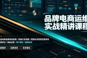 品牌电商运维实战精讲课程|吃透电商品牌落地逻辑、穿越行业周期、搭建长效变现运营体系