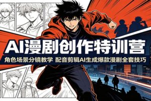 AI漫剧创作特训营:角色场景分镜教学,配音剪辑AI生成爆款漫剧全套技巧