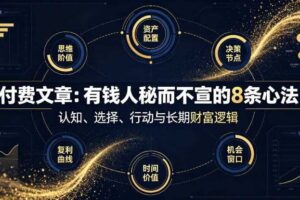 付费文章:有钱人秘而不宣的8条心法