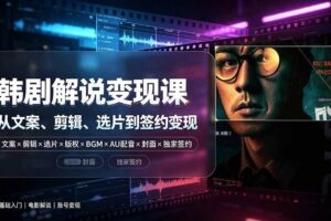 (19438期)抖音270W粉丝博主亲授韩剧解说课:文案×剪辑×选片×版权×BGM×AU配音×封面×独家签约,零基础到变现