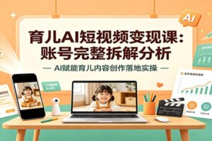 育儿AI短视频变现课:账号完整拆解分析,AI赋能育儿内容创作落地实操