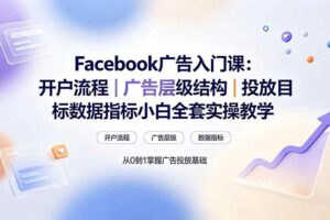 (19464期) Facebook广告入门课:开户流程|广告层级结构|投放目标数据指标小白全套实操教学