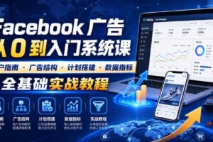 Facebook广告新手从0到入门系统课|开户指南・广告结构・计划搭建・数据指标全基础实战教程