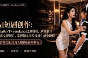 AI短剧从零创作实战课|ChatGPT脚本撰写+Seedance2.0视频生成,恶毒女配短剧全流程教程