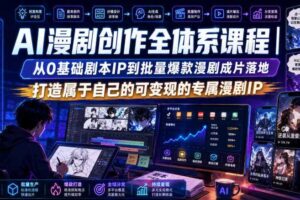 AI漫剧创作全体系课程|从0基础剧本IP到批量爆款漫剧成片落地,打造属于自己的可变现的专属漫剧IP