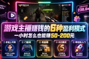 (19627期)付费文章:游戏主播赚钱的6种盈利模式,一小时怎么也能赚50-200元