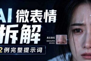 AI微表情拆解提示词合集,精准调控AI角色表情,可直接复用,0基础也能调出影视级表情变化
