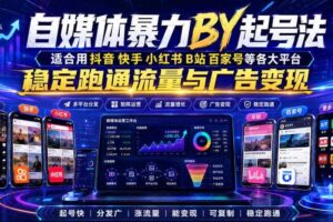 自媒体暴力搬运起号法,适合用抖音快手小红书B站百家号等各大平台,稳定跑通流量与广告变现