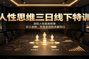 人性思维三日线下特训:深挖人性底层规律,识人设防、布局变现抓流量风口
