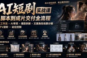 （19717期）AI短剧实战课：高效工作流×AI审美×爆款拆解×文案角色场景分镜×LibTV进阶×站位控制×从脚本到成片交付全流程