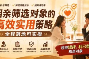 (19727期) 付费文章:相亲筛选对象的高效实用策略,全程落地可实操,规避短择、利己型相亲对象