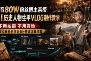 抖音80W粉丝博主的AI历史人物生平VLOG教学,不用拍摄不用露脸,AI帮你搞定,轻松解锁伙伴计划+精选收益