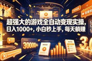 （19732期）海外游戏全自动搬砖，日入1000+，全天无人值守，绿色稳定！
