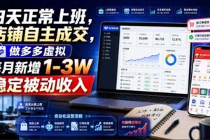 白天正常上班,店铺自主成交,做多多虚拟每月新增1-3W稳定被动收入【揭秘】