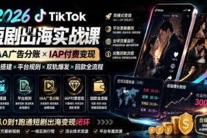 （19740期）2026TikTok短剧出海实战课：IAA广告分账×IAP付费变现×账号搭建×平台规则×双轨爆发×回款全流程