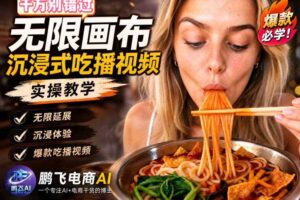 保姆级教程|用AI无线画布做沉浸式吃播,3步直接出片,无线画布工作流,操作简单好上手