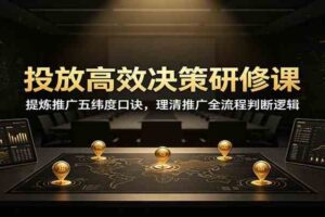 投放高效决策研修课:提炼推广五纬度口诀,理清推广全流程判断逻辑
