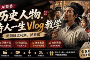 (19758期)历史人物,诗人一生Vlog教学, AI制作丨伙伴计划丨精选收益丨商单收徒 ,新领域红利期,抓紧做