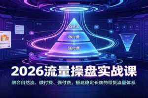 2026流量操盘实战课:融合自然流、微付费、强付费,搭建稳定长效的带货流量体系