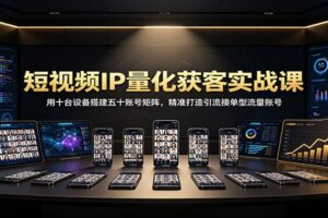 短视频IP量化获客实战课:用十台设备搭建五十账号矩阵,精准打造引流接单型流量账号