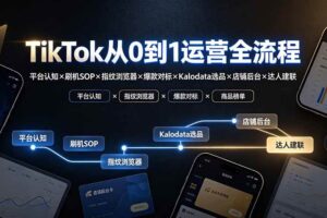 (19830期)TikTok从0到1运营全流程-更新:平台认知×刷机SOP×指纹浏览器×爆款对标×Kalodata选品×店铺后台×达人建联