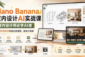 Nano Banana室内设计AI实战课,室内设计师必学AI课,用无限画布快速出效果图、做设计视频