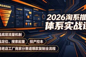 2026淘系推广体系实战课|新品底层流量机制、选品定位、搜索起量、投产控本、新店老店工厂商家分赛道爆款复制全流程(更新)