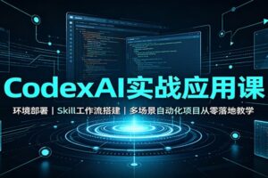 CodexAI实战应用课:环境部署Skill工作流搭建,多场景自动化项目从零落地教学