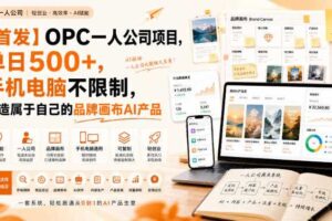 【首发】OPC一人公司项目,单日500+,手机电脑不限制,打造属于自己的品牌画布AI产品,收费陪跑【揭秘】