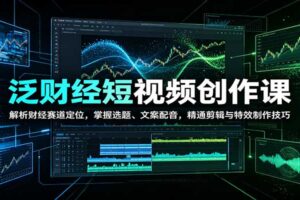 泛财经短视频创作课：解析财经赛道定位，掌握选题、文案配音，精通剪辑与特效制作技巧