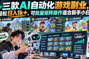 （20699期）三款长期稳定AI自动化游戏，日入千元，毫无保留的全部教给你！