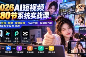 (20707期)【无水印】2026AI短视频380节系统实战课:掌握豆包+即梦+像塑剪映,从AI生图、视频制作到起号带货变现全流程