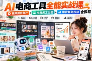 AI电商工具全能实战教学，视频混剪量产+电商美工出图+爆款复刻投放全教程​