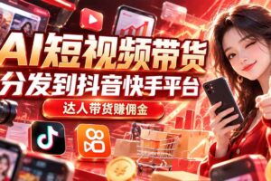 (20754期)【AI短视频带货】分发到抖音快手平台,达人带货赚佣金