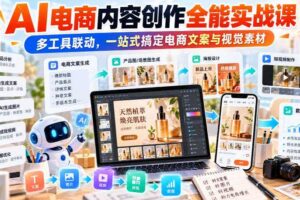 【无水印】AI电商内容创作全能实战课|多工具联动,一站式搞定电商文案与视觉素材