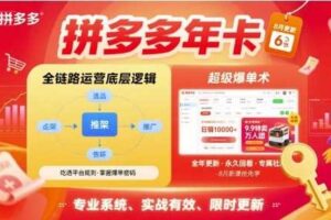 拼多多年卡,拼多多全链路运营底层逻辑,超级爆单术【更新26年10月】