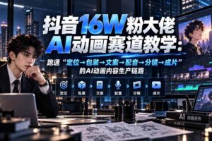 （20791期）抖音16W粉大佬规则门禁AI动画赛道教学：跑通“定位→包装→文案→配音→分镜→成片”的AI动画内容生产链路