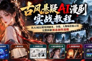 (20798期)古风悬疑AI漫剧实战教程:从AI底层使用到剧本、分镜、人物场景提示词,完整拆解异志创作流程