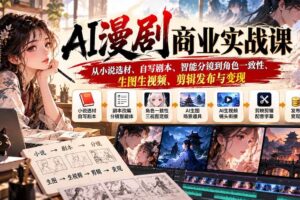 (20811期)AI漫剧商业实战课:从小说选材、自写剧本、智能分镜到角色一致性、生图生视频、剪辑发布与变现
