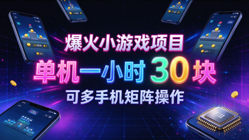 爆火小游戏撸金项目，实测单机一小时30+，可多手机矩阵操作，新手看完一遍就能上手【揭秘】