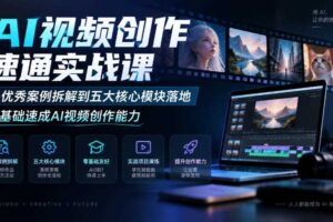 AI视频创作速通实战课|从优秀案例拆解到五大核心模块落地,零基础速成AI视频创作能力