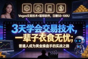 (20841期)“顺势而为交易系统”3天学会交易技术,聪明软件辅助,小白也能看懂趋势交易,日入30-100U,长期稳定