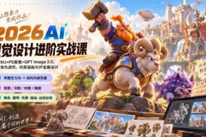 (20852期)2026AI视觉设计进阶实战课-更新1007:学习MJ+PS香蕉+GPT Image 2.0,完成角色建筑、场景插画与IP全案设计