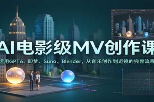 AI电影级MV创作课:运用GPT6、即梦、Suno、Blender,从音乐创作到运镜的完整流程