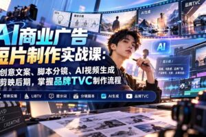 （20863期）AI商业广告短片制作实战课：从创意文案、脚本分镜、AI视频生成到剪映后期，掌握品牌TVC制作流程