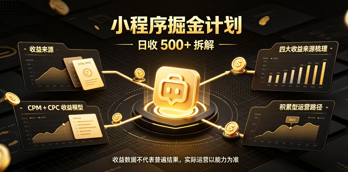 小程序推广计划,日收500+,腾讯官方打款,客户留存率高,收益长期稳定【揭秘】