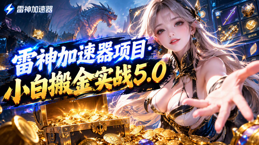 雷神加速器项目·小白搬金实战5.0，抖音W播100-150r，小白入局一天也能几十r