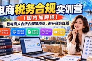电商税务合规实训营(国内加跨境),教电商人合法合规降税负,避开税务红线
