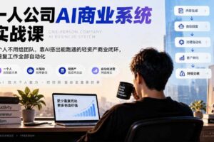 一人公司AI商业系统实战课,一个人不用组团队,靠AI搭出能跑通的轻资产商业闭环,把重复工作全部自动化